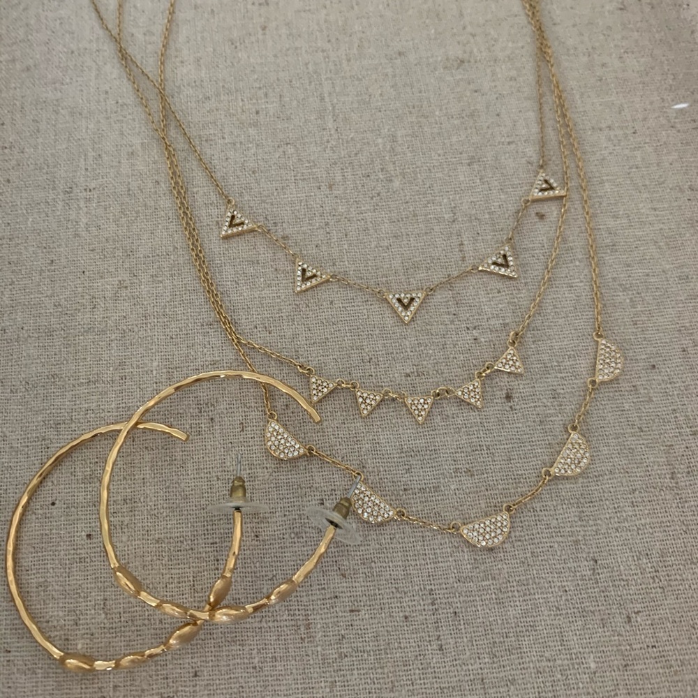 Stella & Dot Three Strand Necklace and Earrings